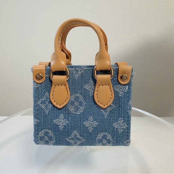 Mini Denim Tote Bag Charm | Cute Monogram Style Accessory - Picture 2 of 8